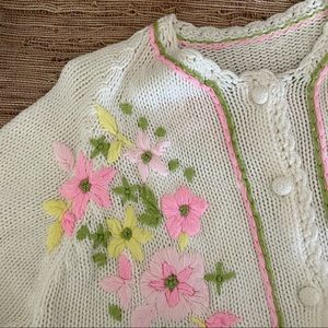 Vintage Handmade & Hand Embroidered Knit Cardigan